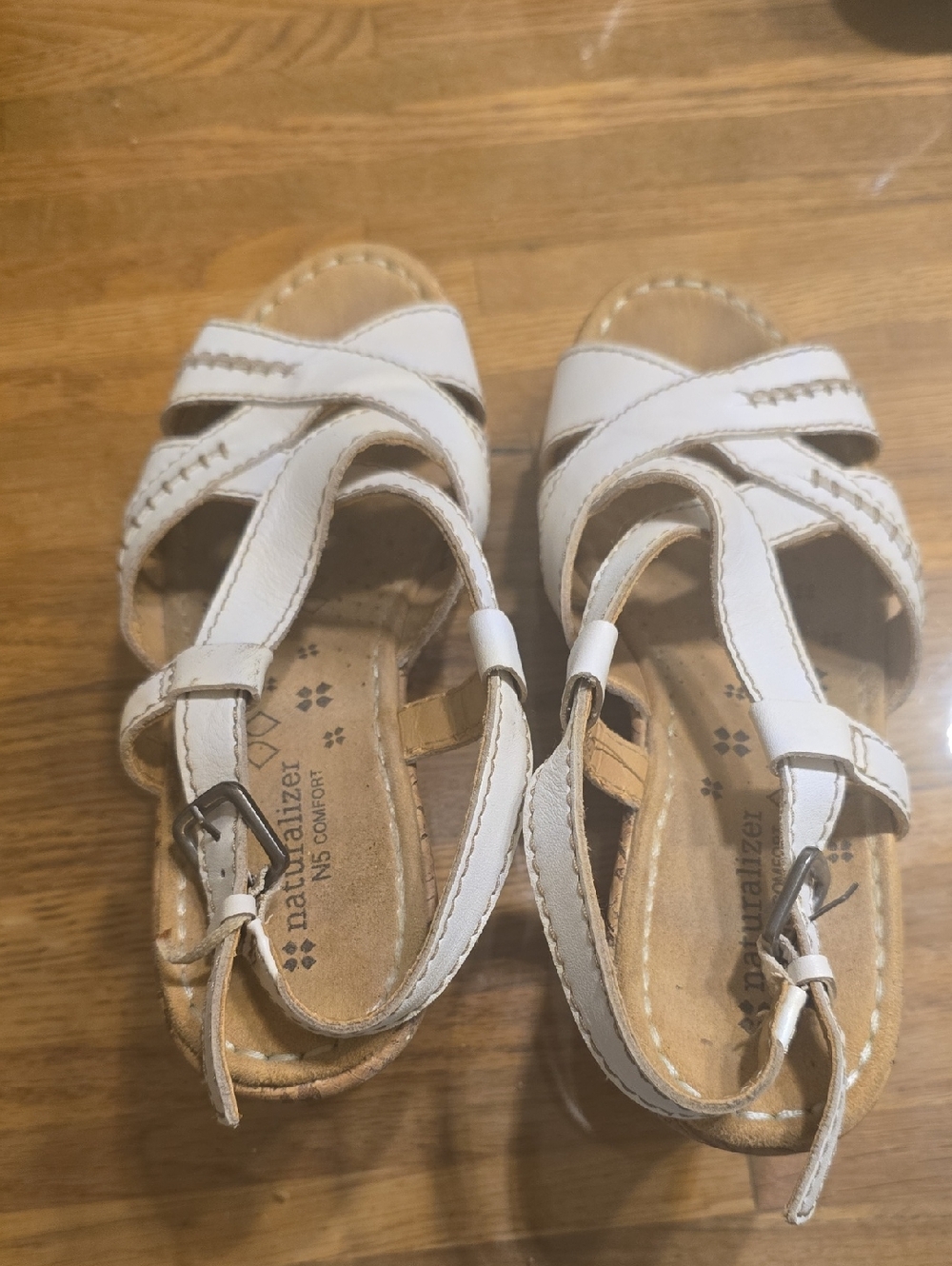 Naturalizer White Girls' Cross-Strap Comfort Sandals